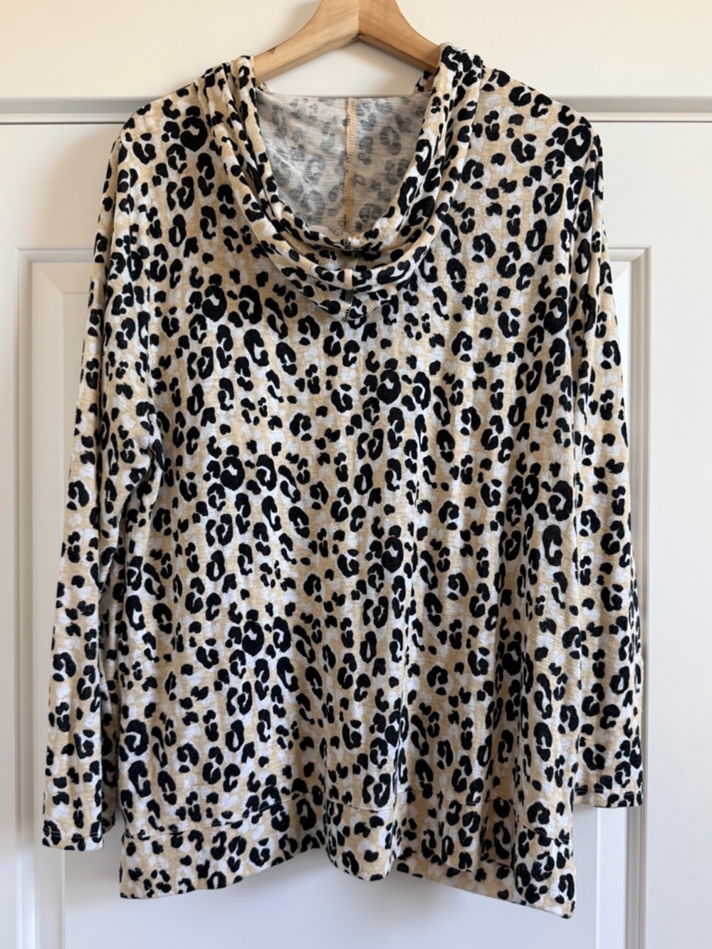 Chico's Leopard-Pattern Hooded Pullover - Black &… - image 2